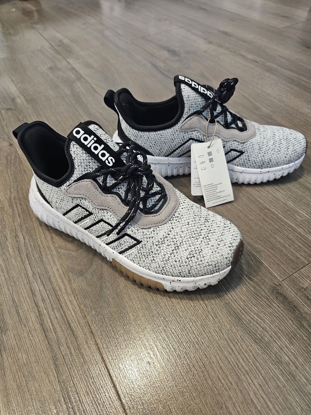 Adidas Women's White & Black Knit Sneakers with Speckled Sole -NWT